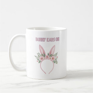 Watercolor Bunny Ears with Flowers Coffee Mug