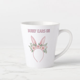 Watercolor Bunny Ears with Flowers Latte Mug