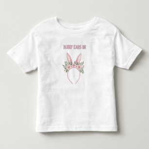 Watercolor Bunny Ears with Flowers Toddler T-Shirt