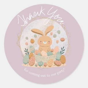 Watercolor Bunny Easter Birthday Boho Thank You Classic Round Sticker