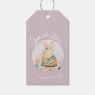 Watercolor Bunny Easter Birthday Thank You Floral  Gift Tags