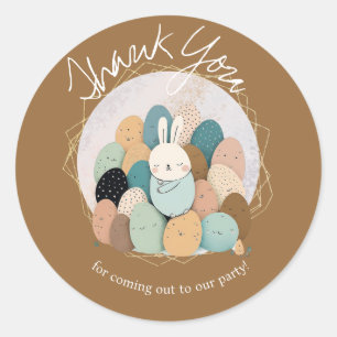 Watercolor Bunny Easter Thank You Baby Shower Boho Classic Round Sticker