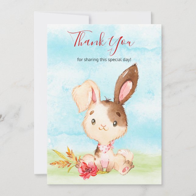 Watercolor Bunny Farm Thank You (Front)