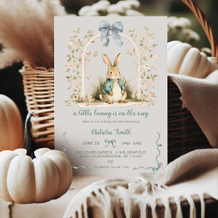 Watercolor Bunny Floral Arch All in One Baby Showe Invitation