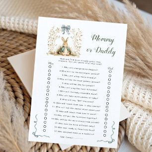 Watercolor Bunny Floral Arch Mummy or Daddy Game