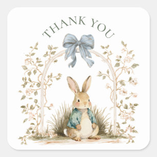 Watercolor Bunny Floral Arch Thank You Stickers