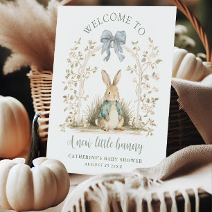 Watercolor Bunny Floral Arch Welcome Pedestal Sign