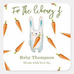 Watercolor bunny - for the library of square sticker