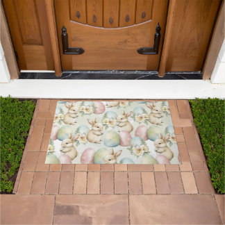 Watercolor Bunny Garden Doormat