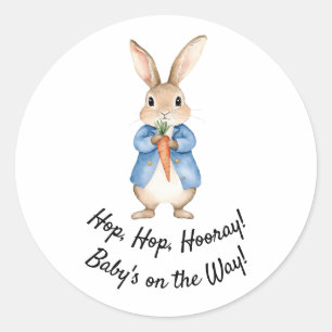 Watercolor Bunny Garden Party Baby Shower Classic Round Sticker