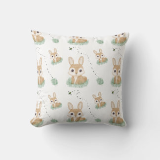 Watercolor Bunny hand drawn Cushion