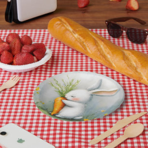 Watercolor Bunny Happy Harvest Paper Plate