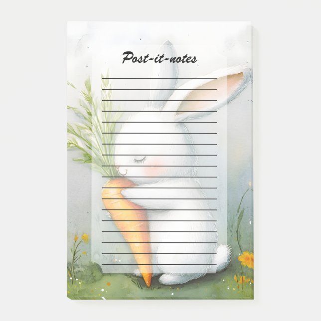 Watercolor Bunny Happy Harvest Post-it Notes (Front)