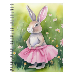 Watercolor Bunny In Pink Tutu Notebook