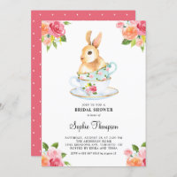 Watercolor Bunny on Teacups Floral Bridal Shower