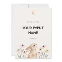 Watercolor Bunny Pink Wildflower Floral