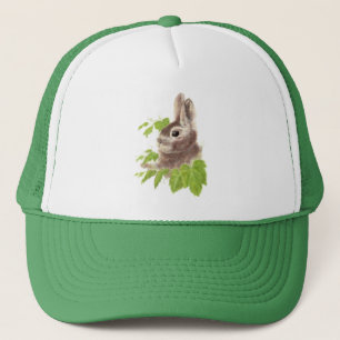 Watercolor Bunny Rabbit Animal Nature Art Trucker Hat