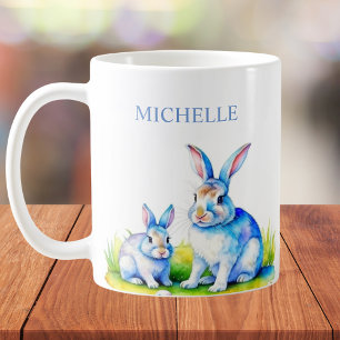Watercolor Bunny Rabbit Custom Easter Coffee Mug