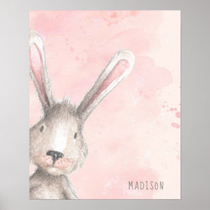 Watercolor Bunny Rabbit custom name Poster