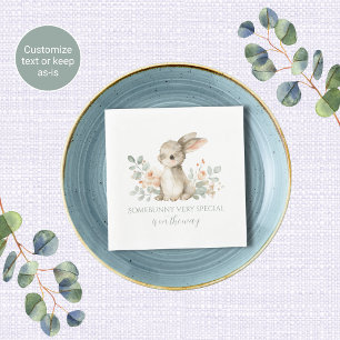 Watercolor Bunny Theme Baby Shower Napkins
