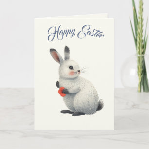 Watercolor Bunny & Wild Poppy Personalized Easter  Holiday Card