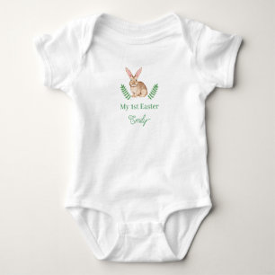 Watercolor Bunny With Big Ears My First Easter Baby Bodysuit
