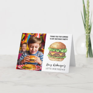 Watercolor Burger Party Birthday Thank You Card