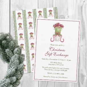 Watercolor Burgundy Amaryllis Christmas Party Invitation