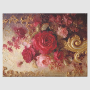 Watercolor burgundy and blush French roses gold Tissue Paper