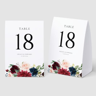 Watercolor Burgundy and Navy Botanical Wedding