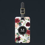 Watercolor Burgundy and Navy Flowers Monogram Luggage Tag<br><div class="desc">Watercolor Burgundy and Navy Flowers Monogram Luggage Tag | Elegant luggage tag featuring watercolor illustration or blush,  burgundy and blue flowers with foliage accents. This floral luggage tag will be perfect as a gift.</div>
