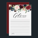 Watercolor Burgundy and Navy Flowers Wedding Advice Card<br><div class="desc">Give your advice to the newlyweds with this customisable wedding advice card. It features watercolor floral garland of red,  burgundy,  blush and navy blue flowers with greenery accents. Personalise this floral wedding advice card by adding your own texts. This floral advice card is perfect for fall weddings.</div>