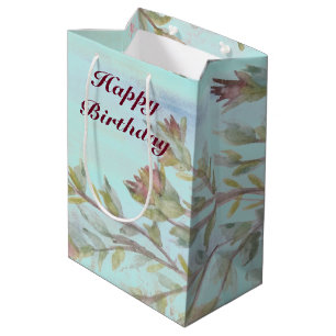 Watercolor Burgundy Art Patter Medium Gift Bag