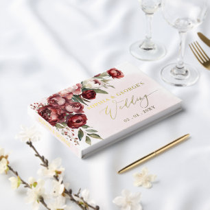 Watercolor Burgundy Blush Floral Wedding Guest Book