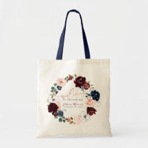 Watercolor Burgundy + Blush Flowers Welcome