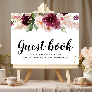  Watercolor Burgundy Blush Pink & Red Floral   Poster