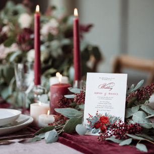 Watercolor Burgundy & Blush Roses Wedding Invitation