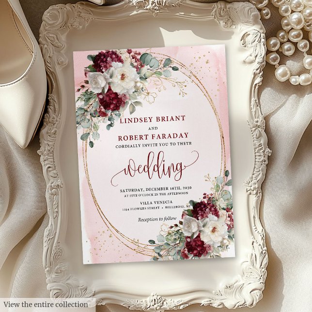 Watercolor Burgundy Blush Wedding Invitation Suite (Watercolor Burgundy Blush Wedding Invitation Suite)