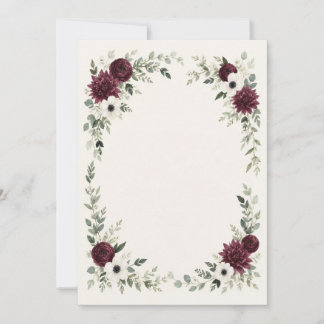 Watercolor Burgundy Bridal Shower Invitation
