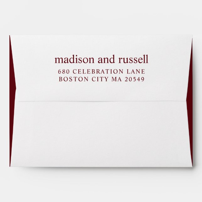 Watercolor Burgundy Deep Red Wedding Envelope (Back (Top Flap))