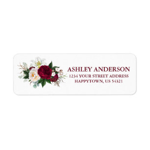 Watercolor Burgundy Floral Address