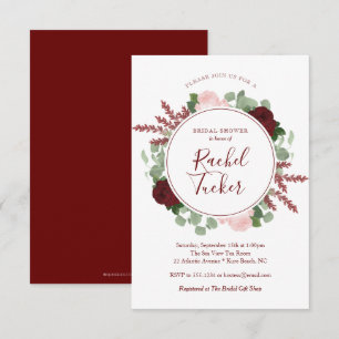 Watercolor Burgundy Floral Bridal Shower Invitation