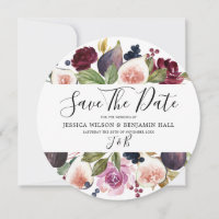 Watercolor Burgundy Floral Fig Wedding
