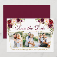 Watercolor Burgundy Floral Gold 3 Photo
