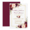 Watercolor Burgundy Floral Gold Wedding Invitation