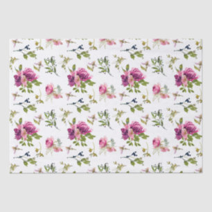 Watercolor Burgundy Floral Pattern Tissue Paper