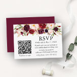 Watercolor Burgundy Floral QR Wedding RSVP Enclosure Card<br><div class="desc">Modern Watercolor Burgundy Floral Wedding RSVP Card with your QR Code includes burgundy roses,  pink roses,  red roses and botanical greenery. Burgundy Back.</div>