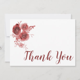 Watercolor burgundy floral thank you card