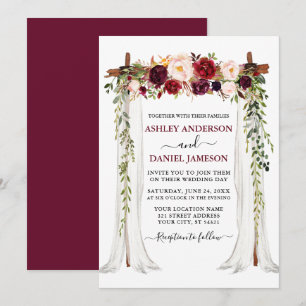 Watercolor Burgundy Floral Wedding Canopy Invitation
