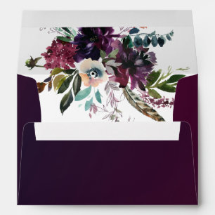Watercolor Burgundy Floral Wedding Envelope